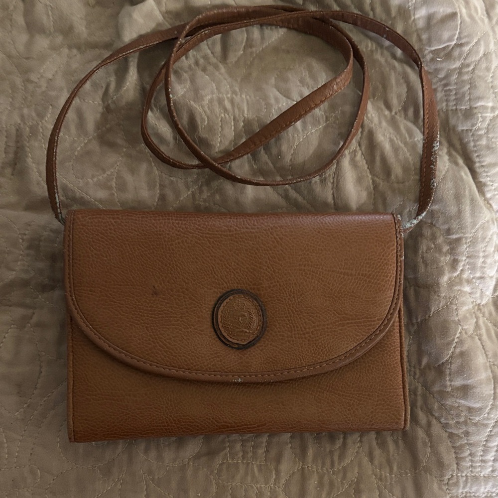 Source Unknown Tan Leather Crossbody Bag